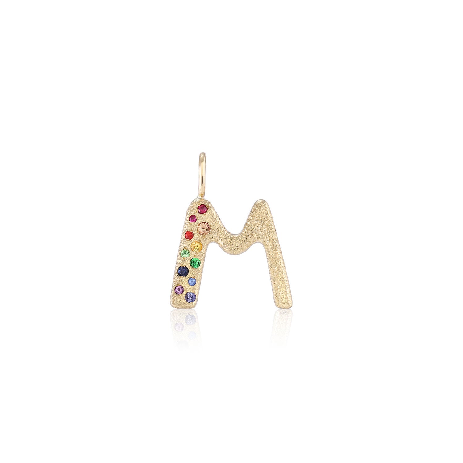 Solid Puffy Bubble Letter Charm B / 14K Yellow Gold