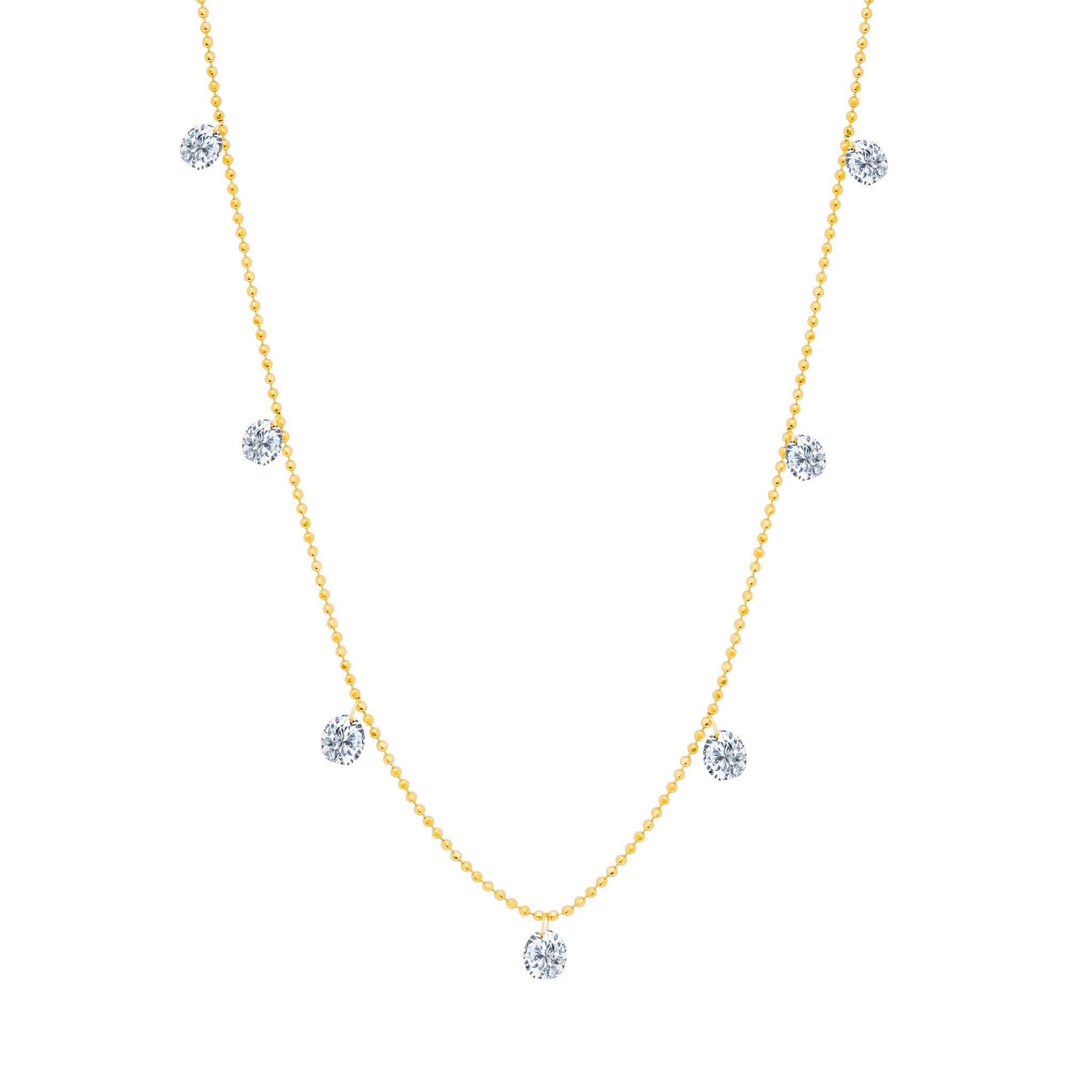 Floating Five Diamond Necklace in White Gold - ROBIN WOOLARD CUSTOM DESIGN